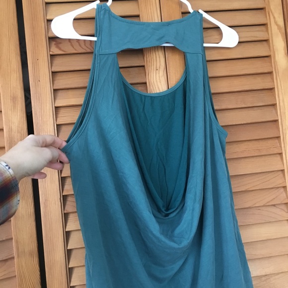 dark turquoise open back tank top - Picture 2 of 8